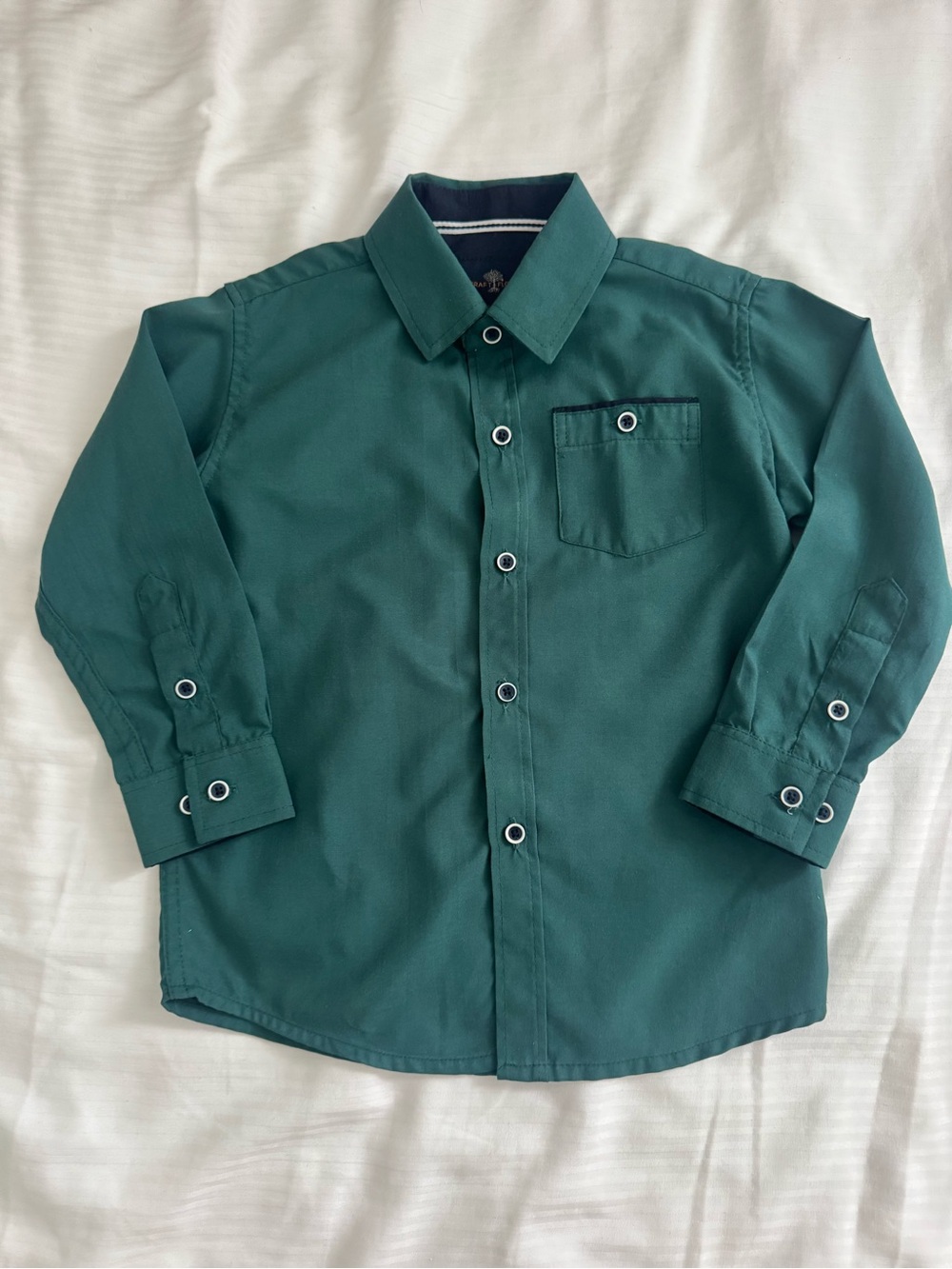 Craft+Flow Boys' Dark Green Button-Down Shirt